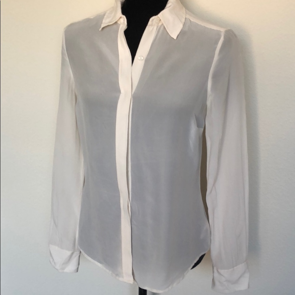 Express Shear Cream Button Up